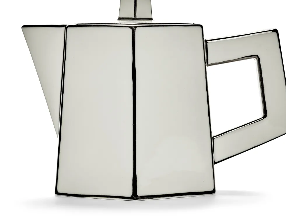 Théière en porcelaine blanc et noir Carte Blanche - SERAX
