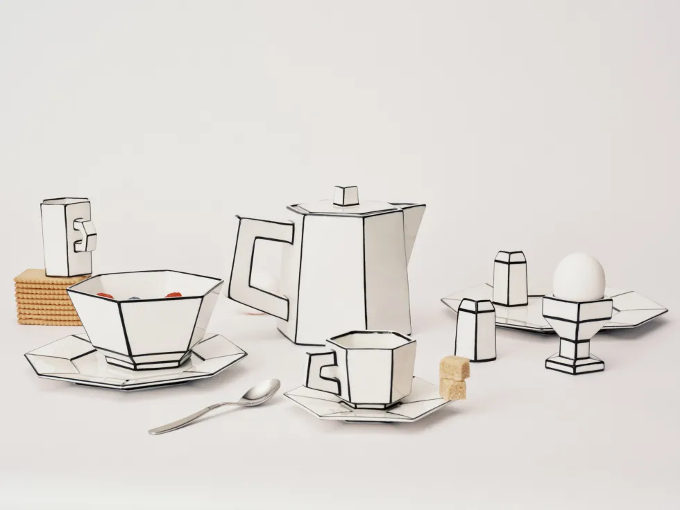 Théière en porcelaine blanc et noir Carte Blanche - SERAX