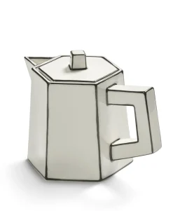 Théière en porcelaine blanc et noir Carte Blanche - SERAX