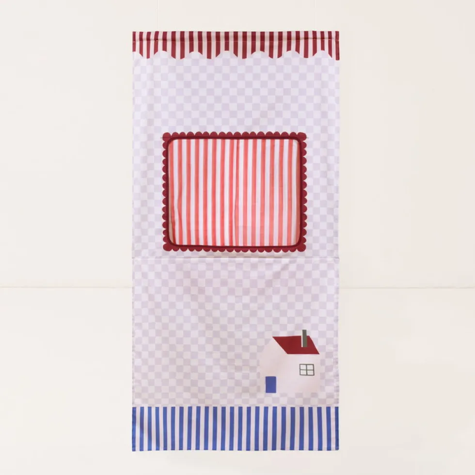 Théâtre à accrocher en coton bio lilas 74x150x2cm Checks sweet home Vibes - Nobodinoz