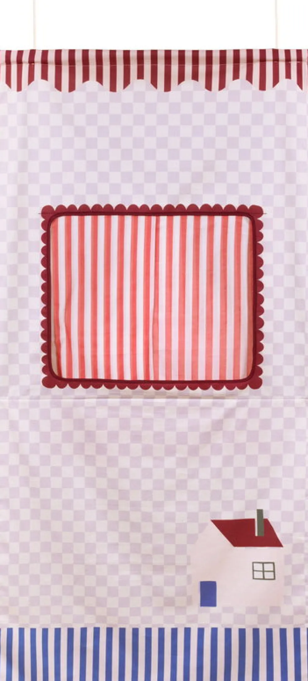 Théâtre à accrocher en coton bio lilas 74x150x2cm Checks sweet home Vibes - Nobodinoz