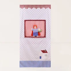 Théâtre à accrocher en coton bio lilas 74x150x2cm Checks sweet home Vibes - Nobodinoz