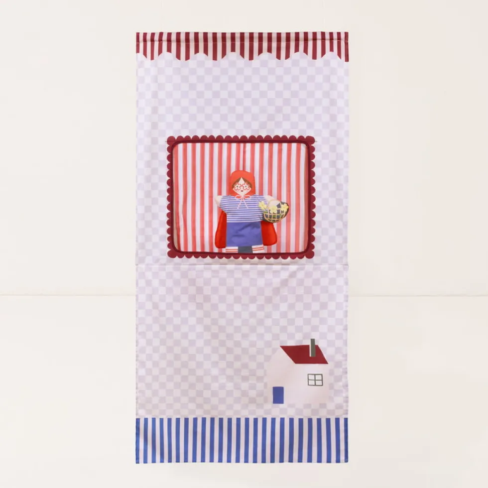 Théâtre à accrocher en coton bio lilas 74x150x2cm Checks sweet home Vibes - Nobodinoz
