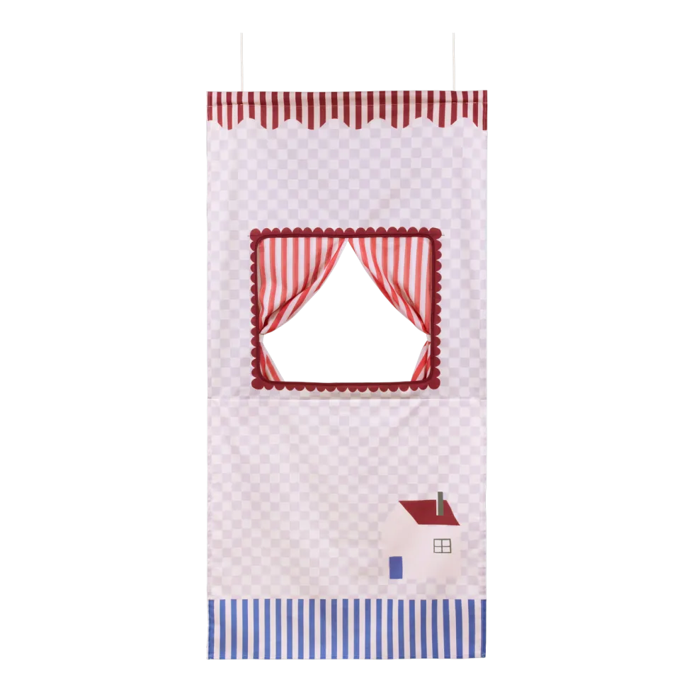 Théâtre à accrocher en coton bio lilas 74x150x2cm Checks sweet home Vibes - Nobodinoz