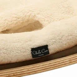 Transat bébé en bois de noyer et tissu à motifs blanc bouclé 70 x 45 cm Levo - Charlie Crane