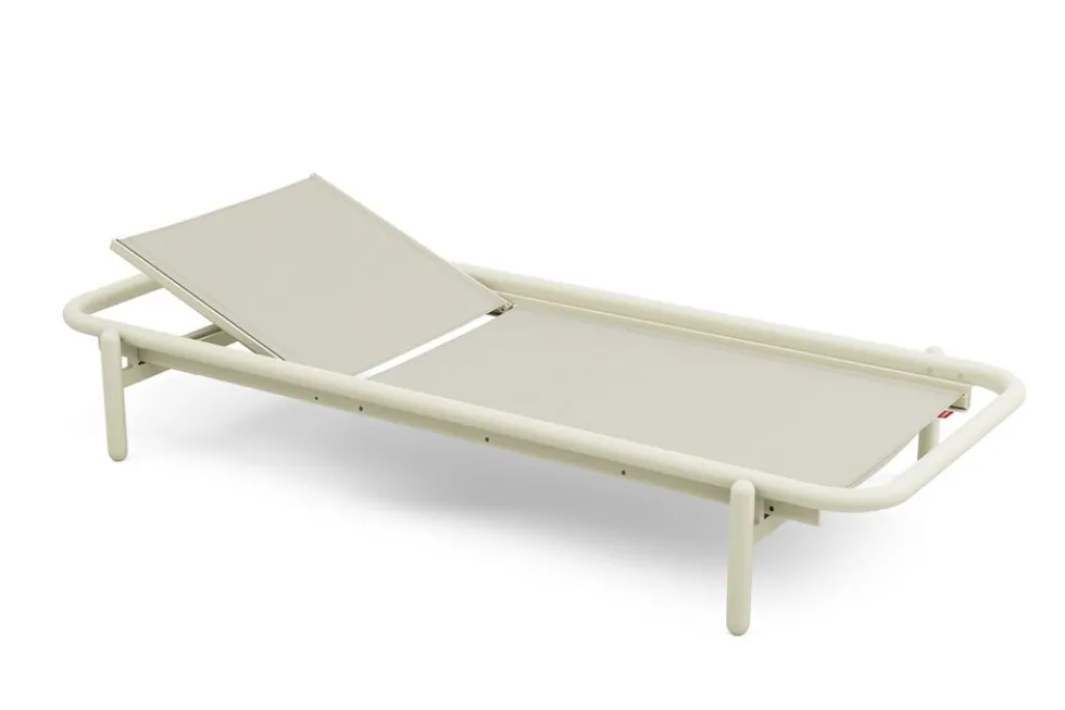 Transat en aluminium beige avec son matelas gris 212x97x39cm Sunbud Fatboy