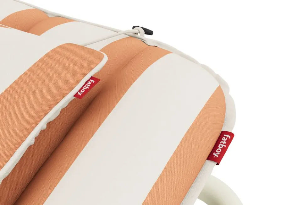 Transat en aluminium beige avec son matelas rayé orange 212x97x39cm Sunbud - Fatboy