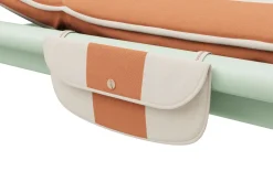 Transat en aluminium vert avec son matelas rayé orange 212x97x39cm Sunbud - Fatboy