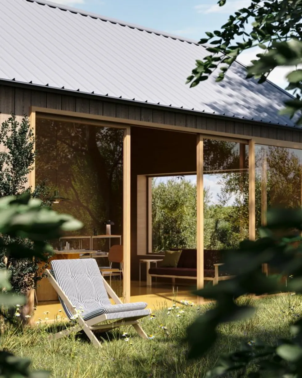 Transat en bois bleu et blanc Boogie - Karup Design