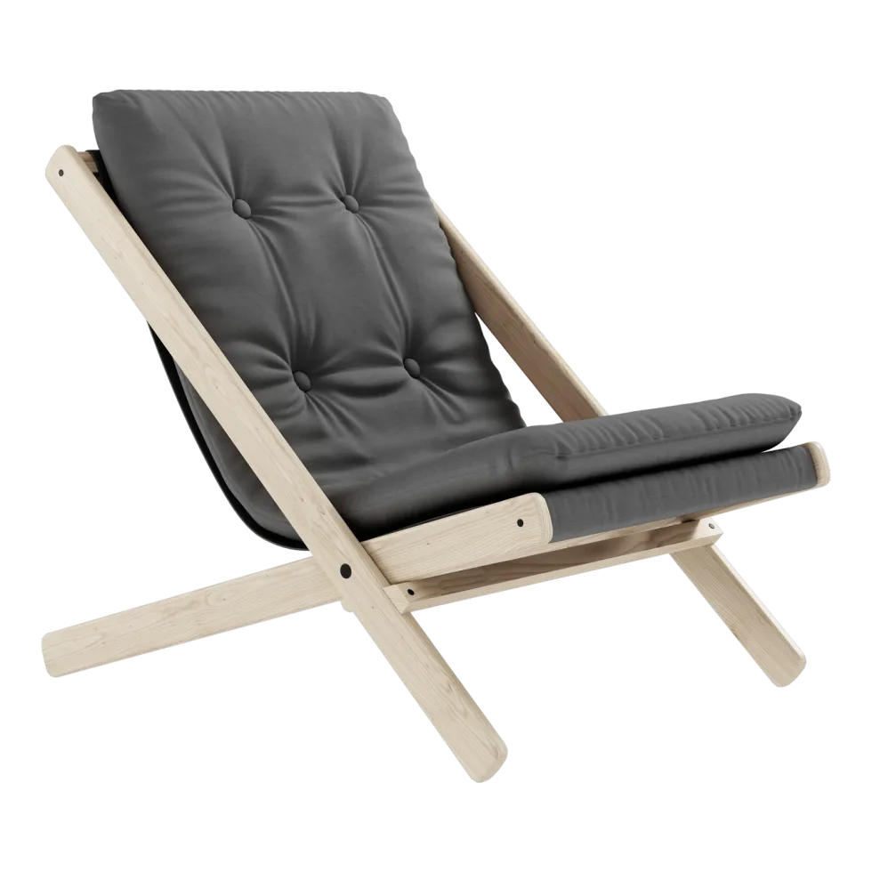 Transat en hêtre et tissu gris foncé Boogie - Karup Design