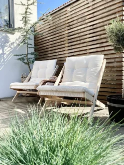 Transat en hêtre et tissu gris foncé Boogie - Karup Design