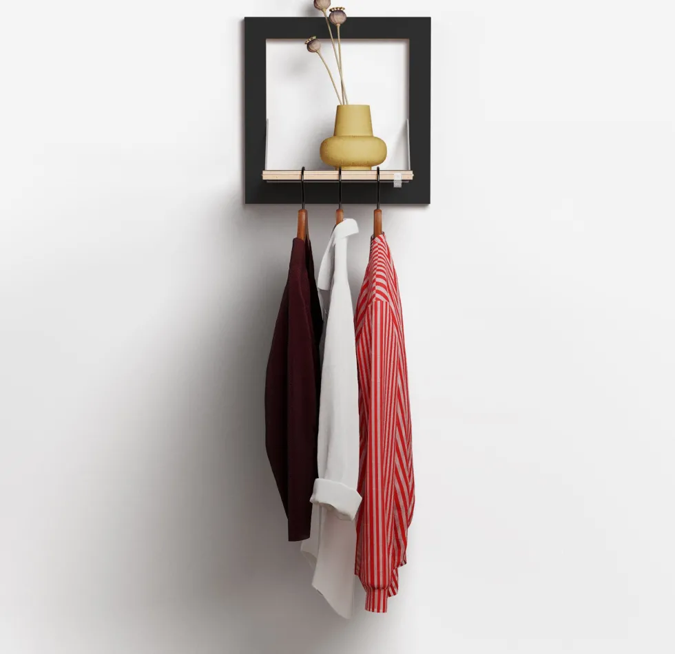 Tringle à vêtements en bouleau teinté noir 40x40cm Hängrail Fläpps - Ambivalenz
