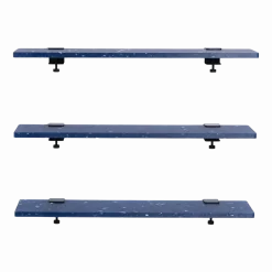 Trio étagères en plastique bleu recyclé 90 cm + 6 accroches acier patiné - Tiptoe
