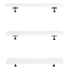 Trio étagères en plastique recyclé 60 cm + 6 accroches acier patiné - Tiptoe