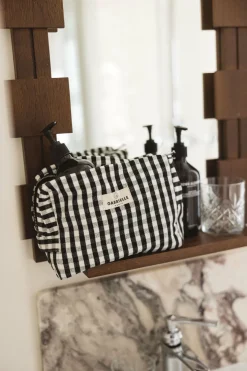 Trousse de toilette en coton vichy noir - Gabrielle Paris