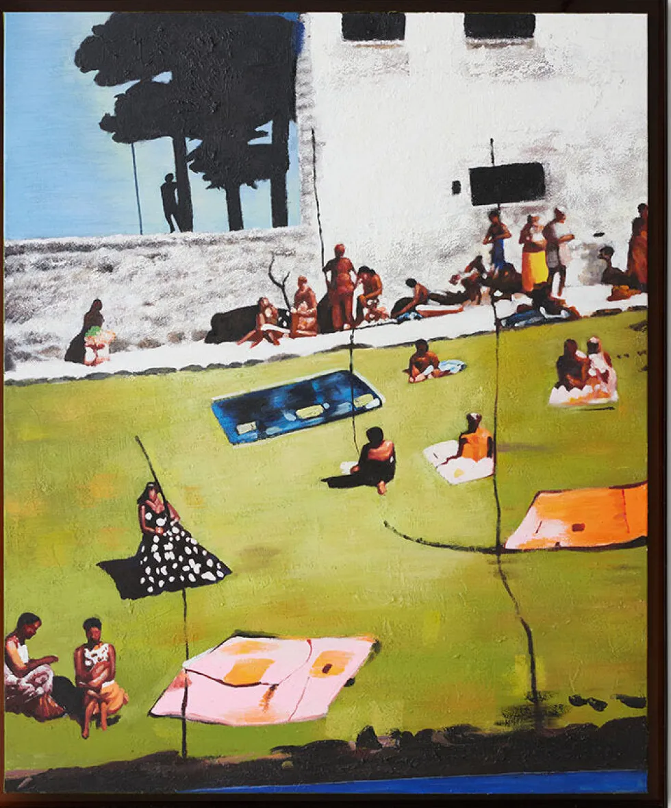 Œuvre d'art encadrée acrylique peinte à la main 127 x 152 cm Endless Summer - HKliving