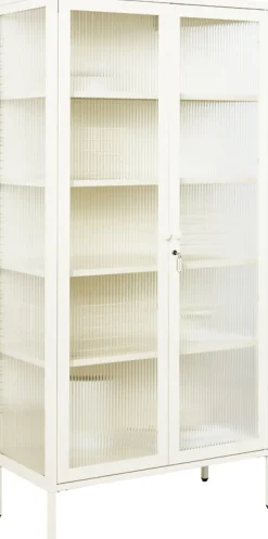 Vaisselier en acier blanc craie et verre cannelé 85x40x170cm The Collector - Mustard Made