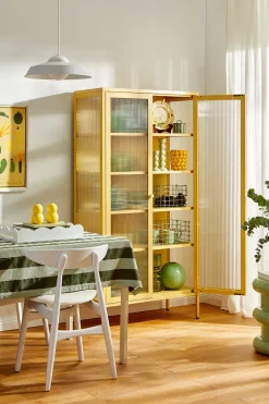 Vaisselier en acier jaune et verre cannelé 85x40x170cm The Collector - Mustard Made
