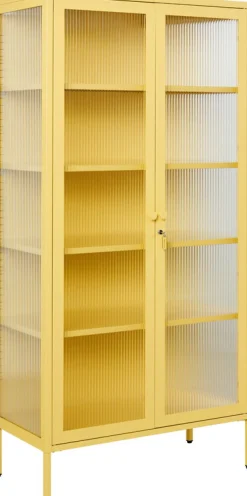 Vaisselier en acier jaune et verre cannelé 85x40x170cm The Collector - Mustard Made