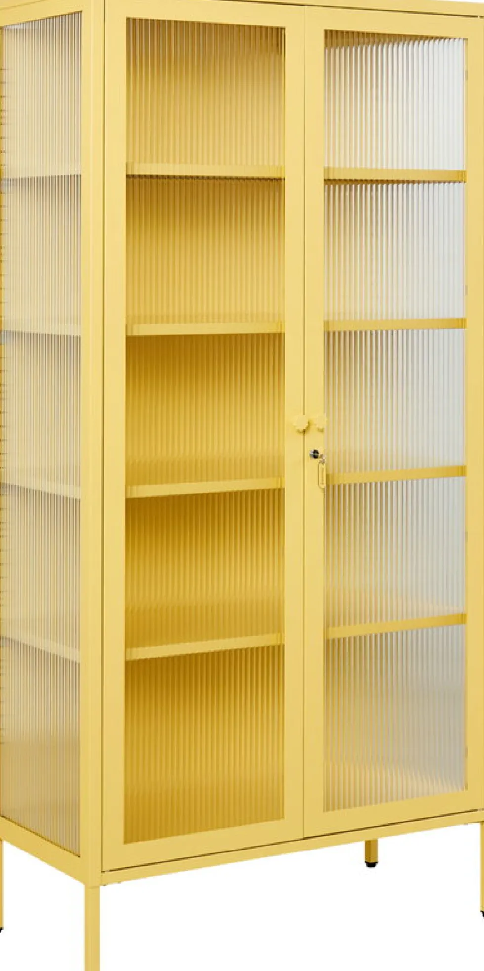 Vaisselier en acier jaune et verre cannelé 85x40x170cm The Collector - Mustard Made