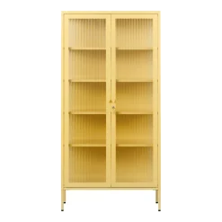 Vaisselier en acier jaune et verre cannelé 85x40x170cm The Collector - Mustard Made