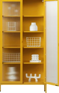 Vaisselier en acier jaune moutarde et verre cannelé 85x40x170cm The Collector - Mustard Made