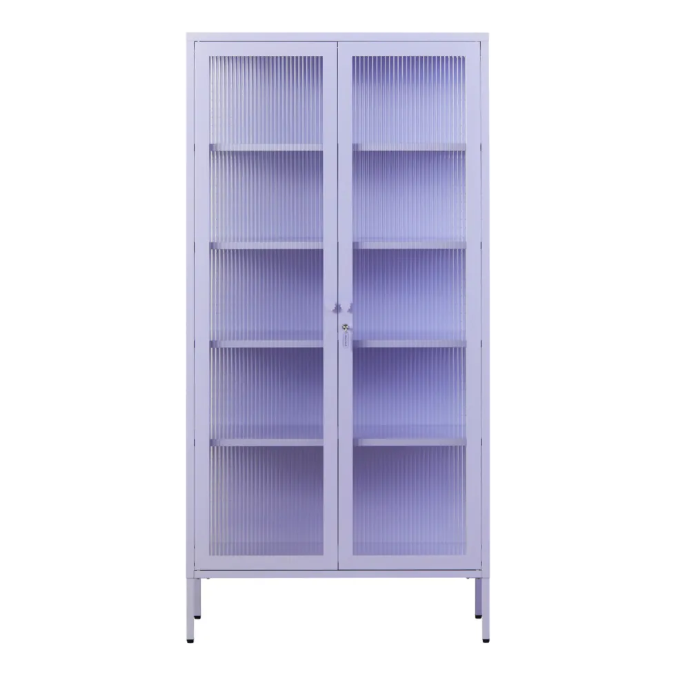 Vaisselier en acier lilas et verre cannelé 85x40x170cm The Collector - Mustard Made