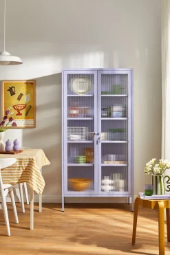 Vaisselier en acier lilas et verre cannelé 85x40x170cm The Collector - Mustard Made