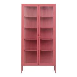 Vaisselier en acier rose baie et verre cannelé 85x40x170cm The Collector - Mustard Made