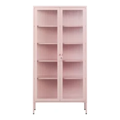 Vaisselier en acier rose blush et verre cannelé 85x40x170cm The Collector - Mustard Made