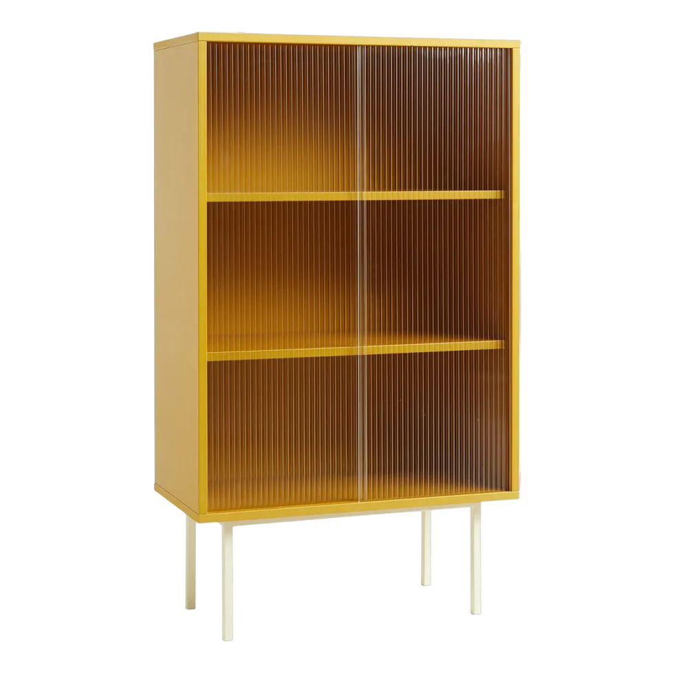 Vaisselier en bois jaune et portes vitrées Colour Cabinet - Hay