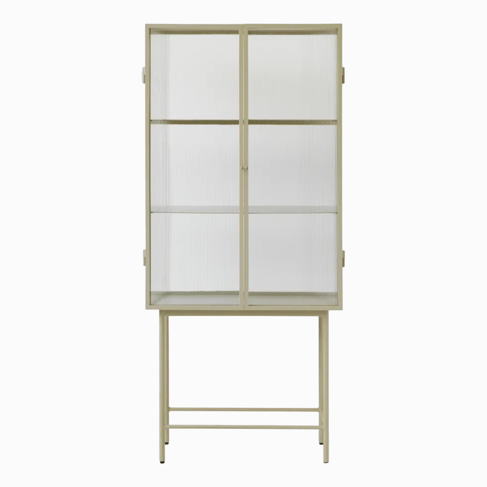 Vaisselier en verre et métal beige roseau 155 cm Haze - Ferm Living