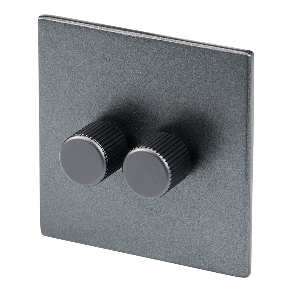 Variateur double en acier inoxydable graphite 8,8cm Dimmers - Tala