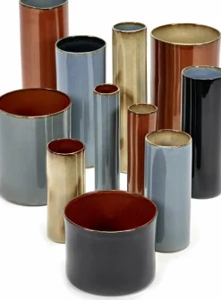 Vase cylindrique en grès rouille 12 cm - Serax