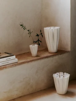 Vase en grès blanc 15x18cm Dedali - Ferm living