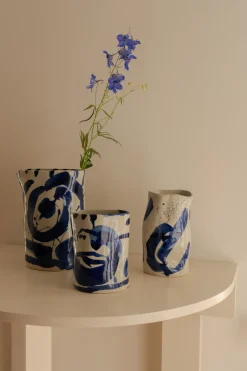 Vase en grès bleu beige 14x13x23cm Sophia - SERAX