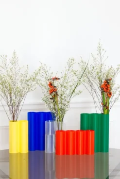 Vase en plastique recyclé jaune pastel 22x6x13cm Alvaro - WARREN ET LAETICIA