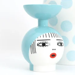 Vase en porcelaine avec couvercle bleu clair 17.2 x 41.6 cm Le Canopie Kiki - Seletti