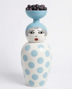 Vase en porcelaine avec couvercle bleu clair 17.2 x 41.6 cm Le Canopie Kiki - Seletti