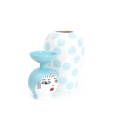 Vase en porcelaine avec couvercle bleu clair 17.2 x 41.6 cm Le Canopie Kiki - Seletti