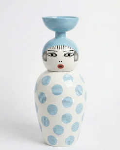Vase en porcelaine avec couvercle bleu clair 17.2 x 41.6 cm Le Canopie Kiki - Seletti
