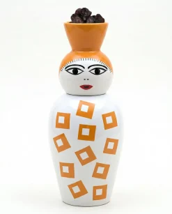 Vase en porcelaine avec couvercle orange 17.2 x 41.6 cm Le Canopie Amina - Seletti