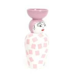 Vase en porcelaine avec couvercle rose 17.2 x 41.6 cm Le Canopie Luna - Seletti