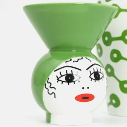 Vase en porcelaine avec couvercle vert 17.2 x 41.6 cm Le Canopie Pietra - Seletti