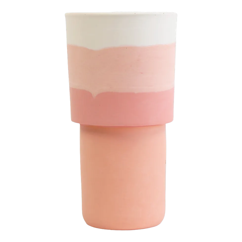 Vase en roche saline pêche 20 x 8,5 cm Totem - Studio Rosaroom