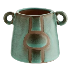 Vase en terracotta imprimé vert 14x10,5cm - Madam Stoltz
