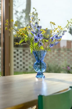 Vase en verre bleu transparent 16,5x28,5cm Rhombic - &Klevering