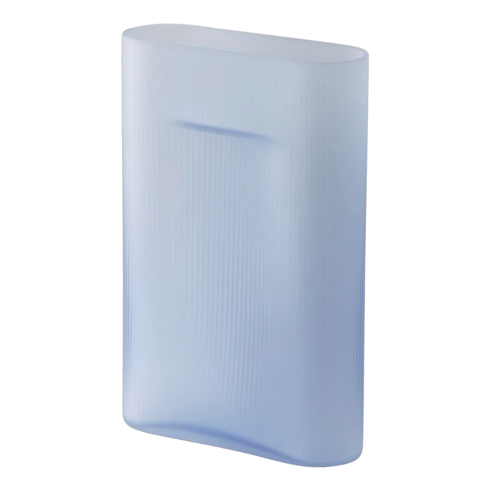 Vase en verre soufflé bleu 35cm Ridge - Muuto