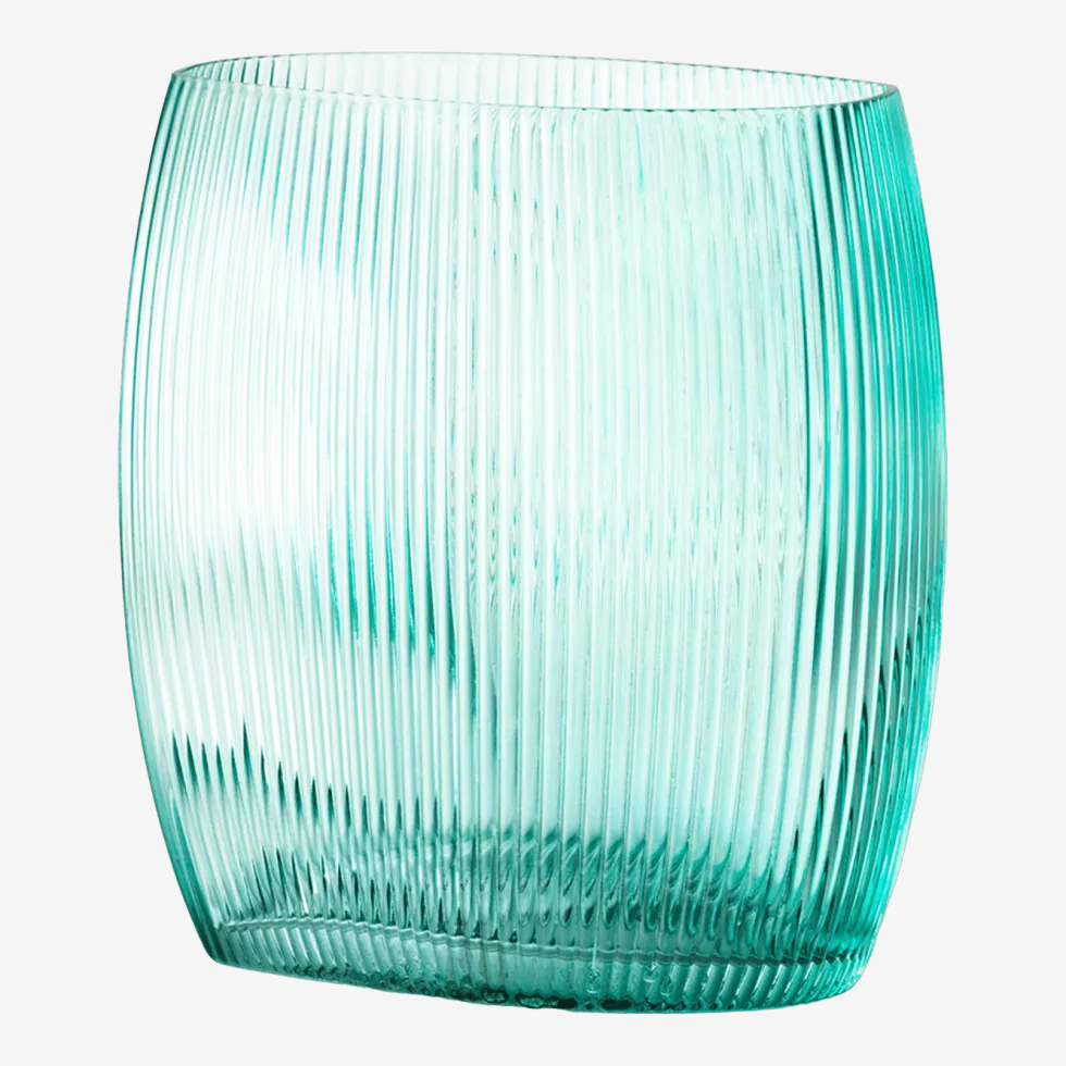 Vase en verre soufflé bleu 18 cm Tide bleu - Normann Copenhagen