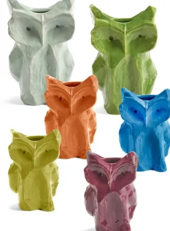 Vase hibou en grès bleu clair 30cm Après Minuit - Serax